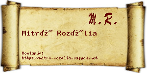 Mitró Rozália névjegykártya
